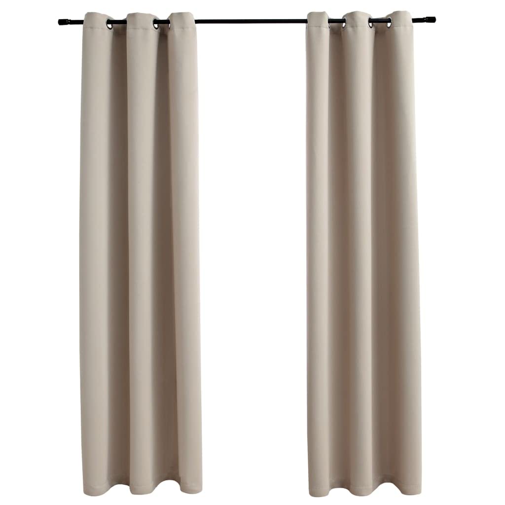 vidaXL 2X Blackout Curtain with Rings Window Blind Covering Drape Drapery Interior Privacy Bedroom Living Room Beige 37&quot;x95&quot; Fabric