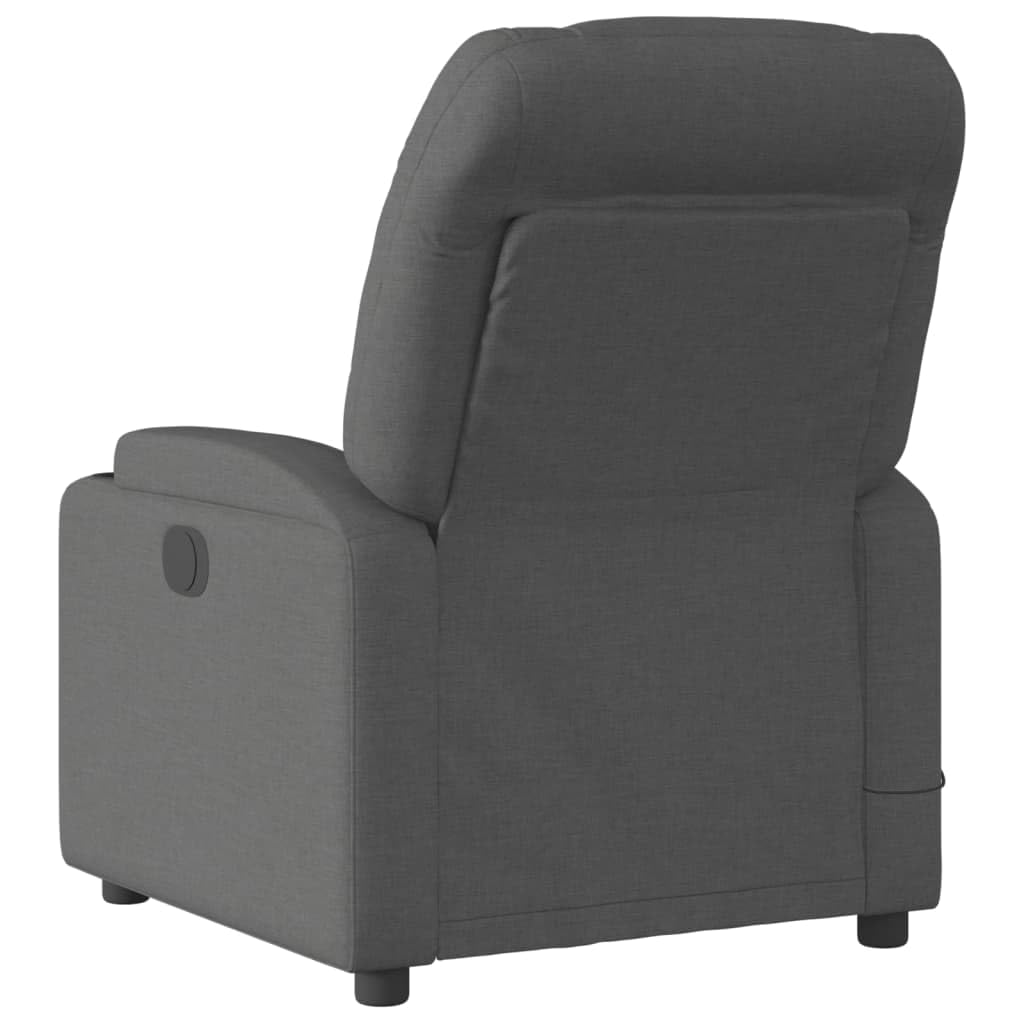 vidaXL Massage Recliner Chair - Manual, Vibrating, Dark Gray Fabric, Multi-Position, Foam Padded, Cup Holders, Solid Wood/Metal Frame for Office, Living Room, Bedroom