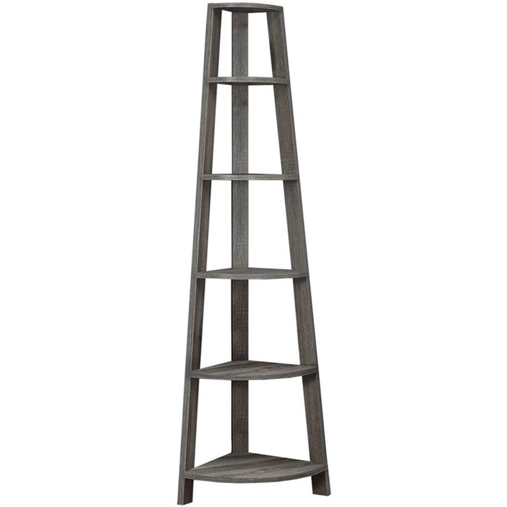 Monarch Specialties Corner Accent Etagere, 72"H, Dark Taupe