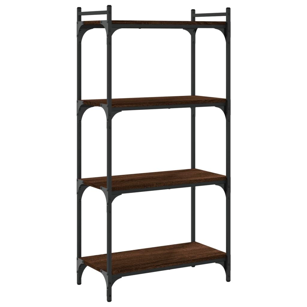 vidaXL 4-Tier Industrial Brown Oak Bookcase - Engineered Wood and Metal Frame, Spacious, Adjustable Feet for Stability