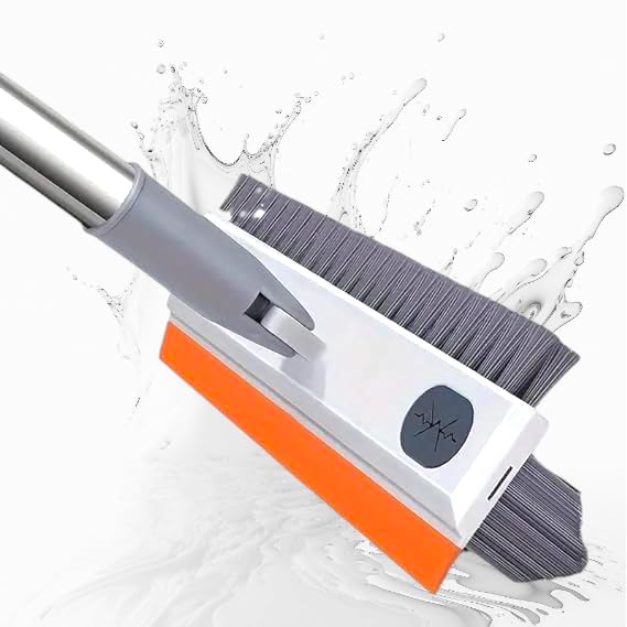 ONEFLESH 3 in 1 Bathroom Cleaner Brush Long Handle Floor Brush with Wiper for Home Cleaning, Bathroom Tiles Cleaning Brush, 180
