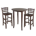Round High Table Set with Ladder Back Stool - Solid Wood, Antique Walnut Finish, 29" Seat Height - Ready to Assemble - 33.66" W x 33.66" D x 38.98" H - 33.8 lbs