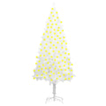 vidaXL 82.7" Artificial Christmas Tree with LEDs, White - Lifelike PE Needle Branches, Energy-Efficient Lighting, Steel Base - Long-Lasting, Weather-Resistant Holiday Decor, Economical Choice