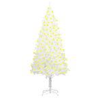 vidaXL 82.7" Artificial Christmas Tree with LEDs, White - Lifelike PE Needle Branches, Energy-Efficient Lighting, Steel Base - Long-Lasting, Weather-Resistant Holiday Decor, Economical Choice