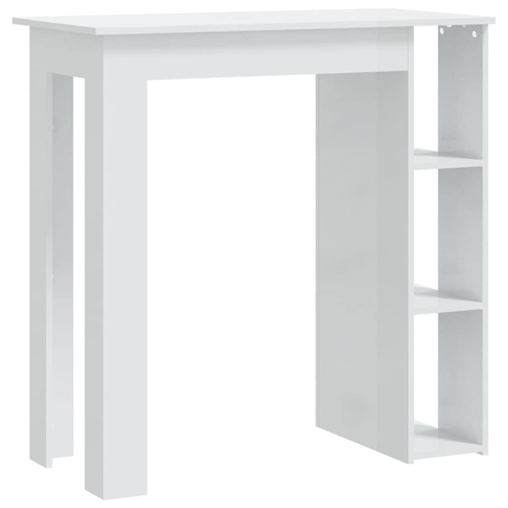 vidaXL Bar Table with Shelf High Gloss White 40.2&quot;x19.7&quot;x40.7&quot; Chipboard