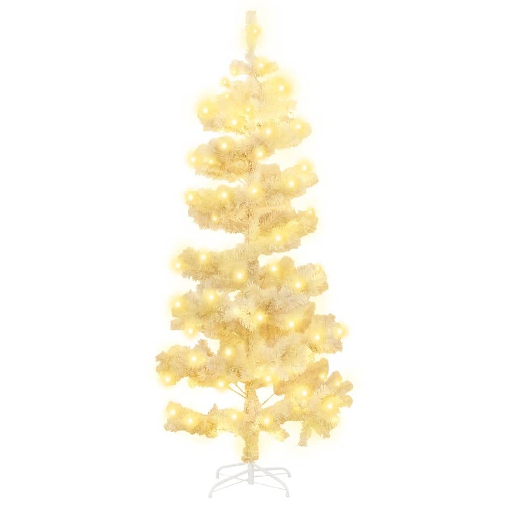 vidaXL 5ft White Swirl Christmas Tree with Stand and 120 Warm White LEDs | Combining Modern Design with Traditional Christmas Spirit | Made of PVC and Steel for a Realistic Look