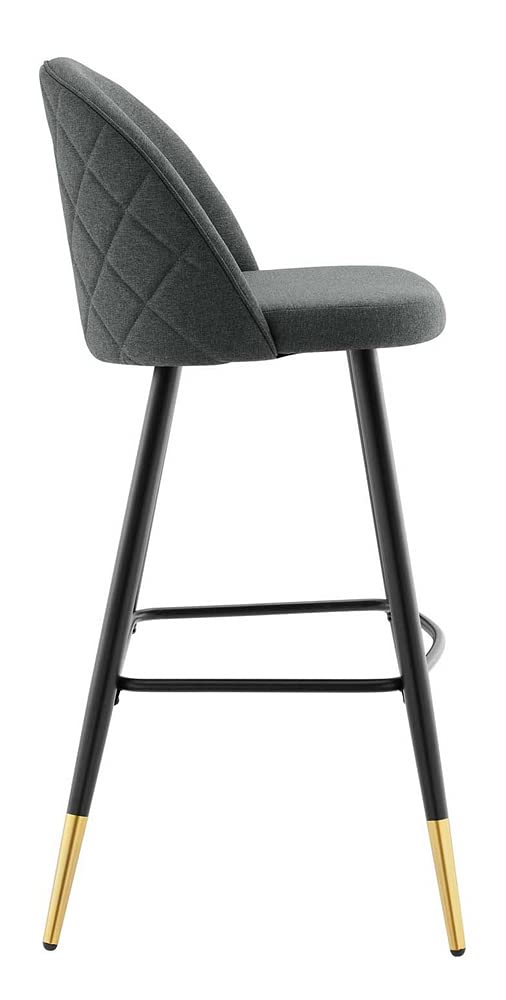Modway Cordial Fabric Upholstered Dining Bar Stools in Gray - Set of 2