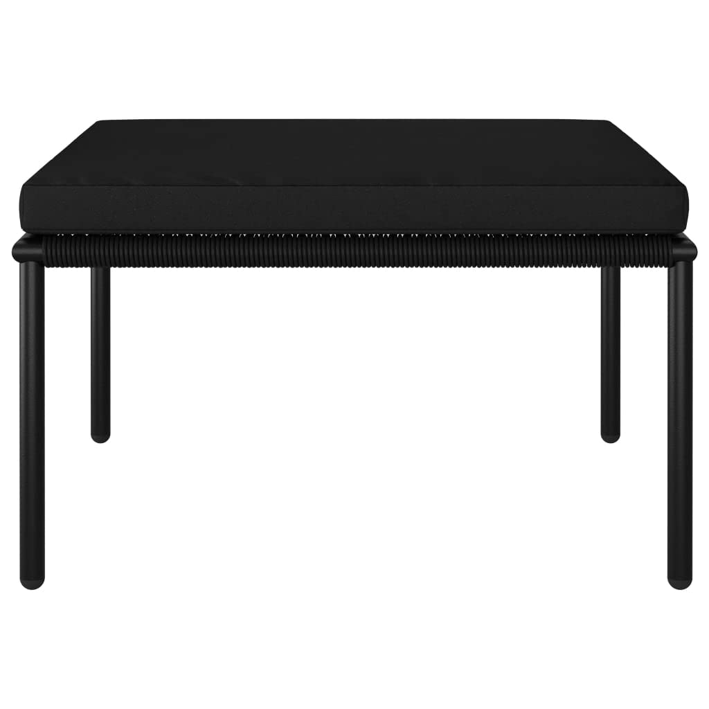 vidaXL 3 Piece Garden Lounge Set with Removable Cushions in Black PVC, Outdoor Patio Furniture with Powder-Coated Steel Frame