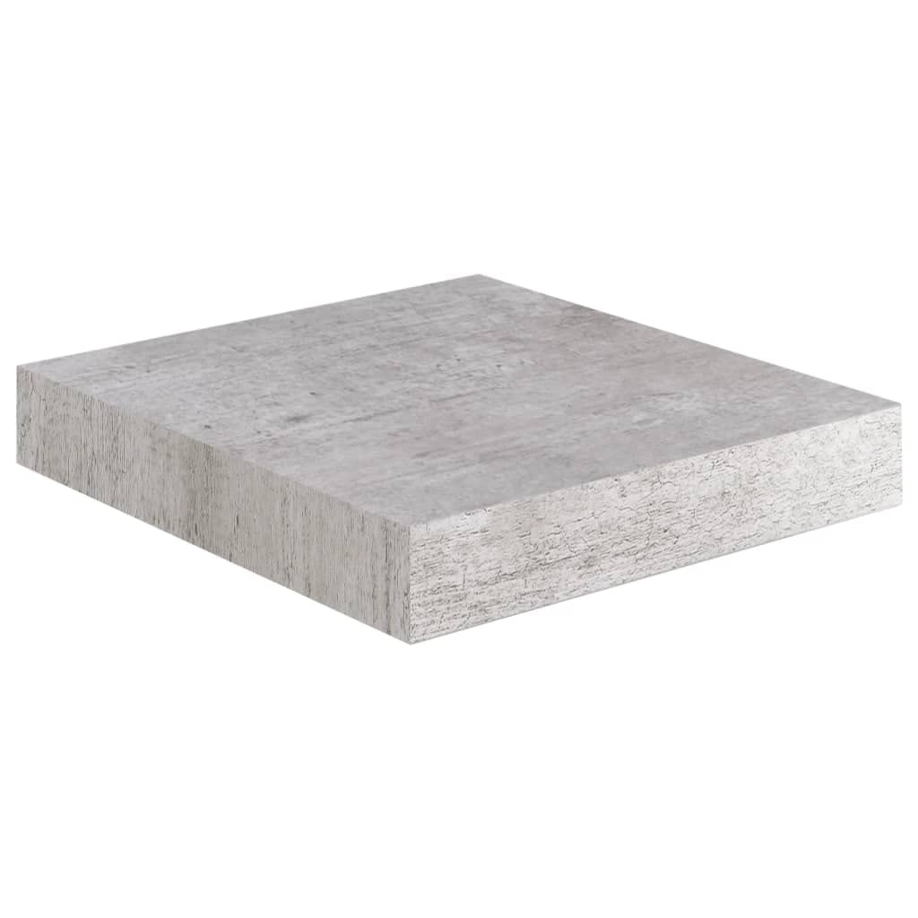 vidaXL Floating Wall Shelves, 2 Pieces- Concrete Gray- MDF & Metal Frame Design, Dimensions: 9.1"x9.3"x1.5", Modern Wall Display for Books & Collectibles