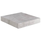 vidaXL Floating Wall Shelves, 2 Pieces- Concrete Gray- MDF & Metal Frame Design, Dimensions: 9.1"x9.3"x1.5", Modern Wall Display for Books & Collectibles