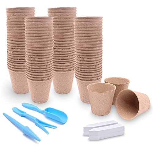 100 Pack 3 Inch Small Compostable Tiny Planting Pot Set,Seedling Plant Pots,Disposable Flower Pots,Peat Pots,Seed Pots Planting
