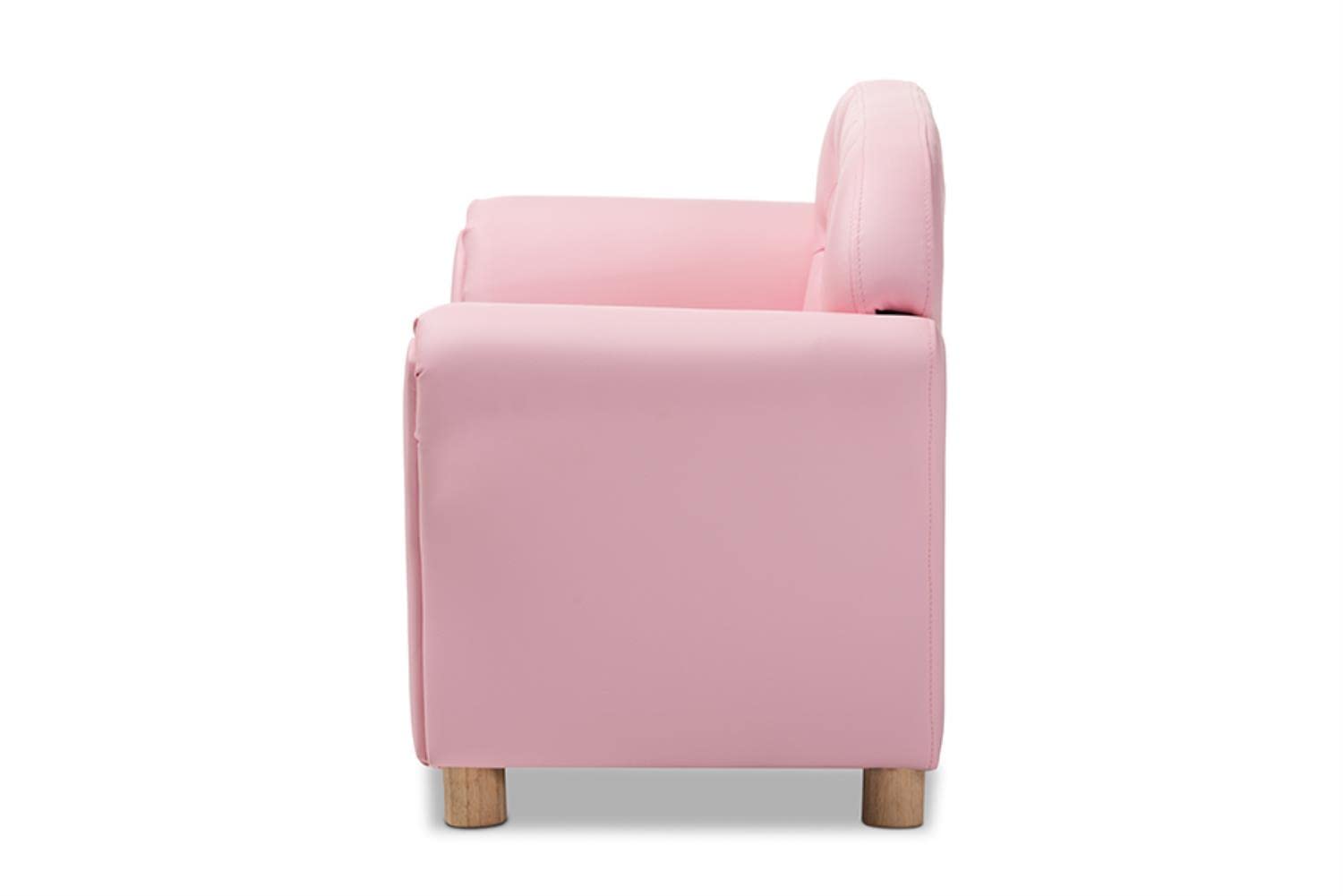 Baxton Studio Gemma Modern and Contemporary Pink Faux Leather 2-Seater Kids Loveseat