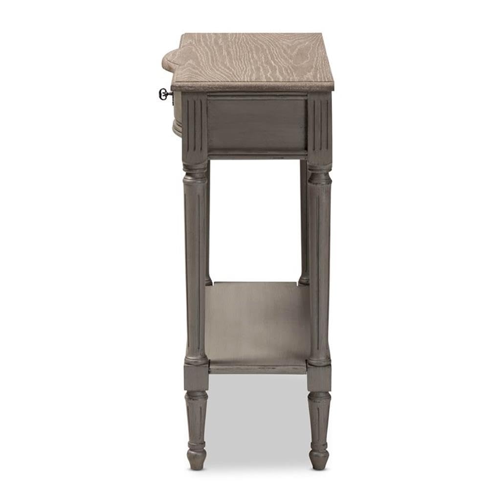 Baxton Studio Noelle French Provincial Gray Finished 1-Drawer Wood Console Table Gray/Wood