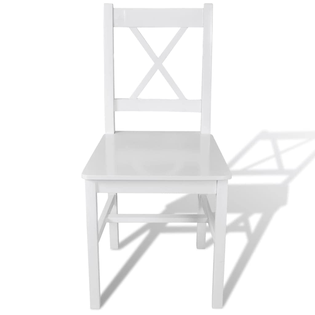 vidaXL 6X Dining Chair Solid Pinewood White Kitchen Dinner Dining Room Seats