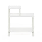 Furinno Turn-N-Tube 3-Tier Rectangular Sofa Side Table, End Table with Open Shelves, White/White