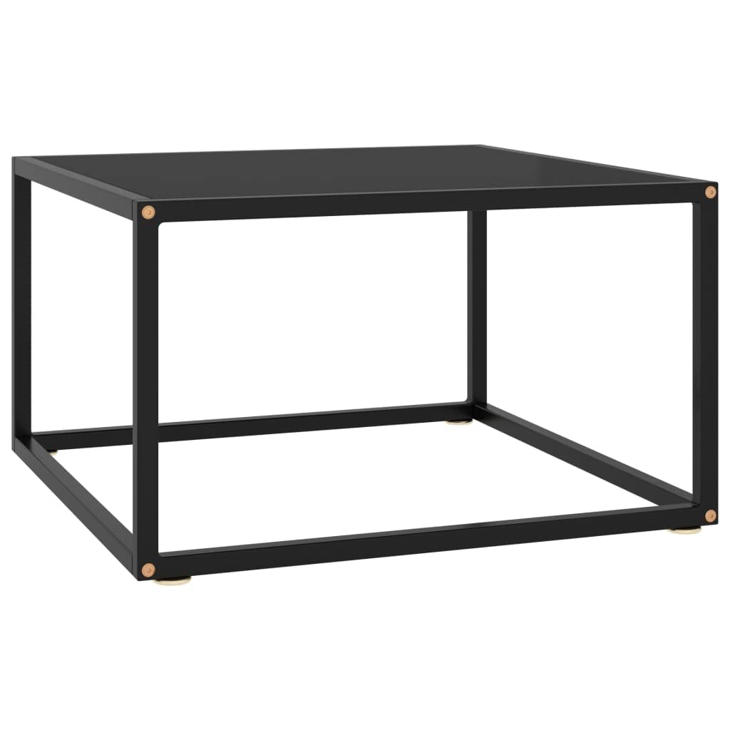 CHARMMA Coffee Table Black with Black Glass 23.6x23.6x13.8