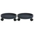 vidaXL 2-Pack Weather- Plant Trolleys with Wheels - Sturdy Polyethene Durable Heavy-Duty Plant Caddies for Indoor/Outdoor Use - 