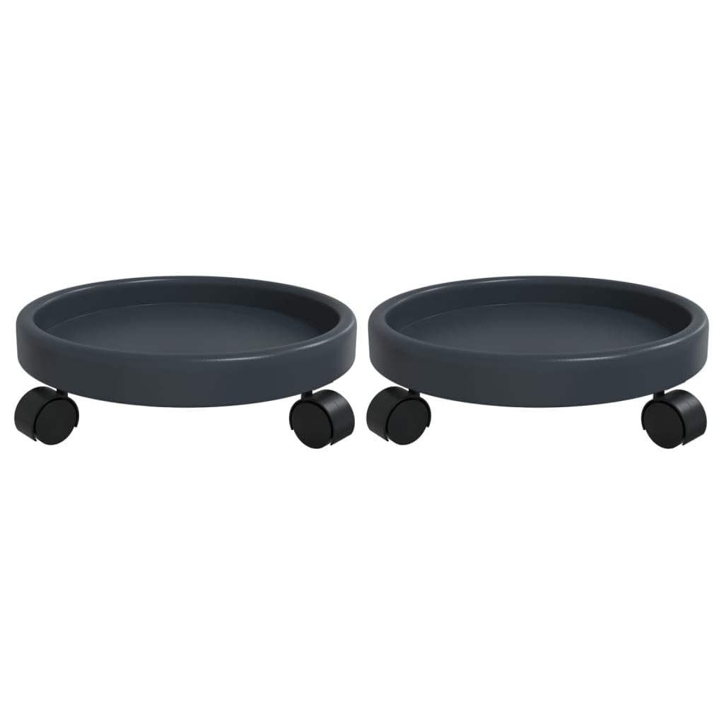 vidaXL 2-Pack Weather- Plant Trolleys with Wheels - Sturdy Polyethene Durable Heavy-Duty Plant Caddies for Indoor/Outdoor Use - 