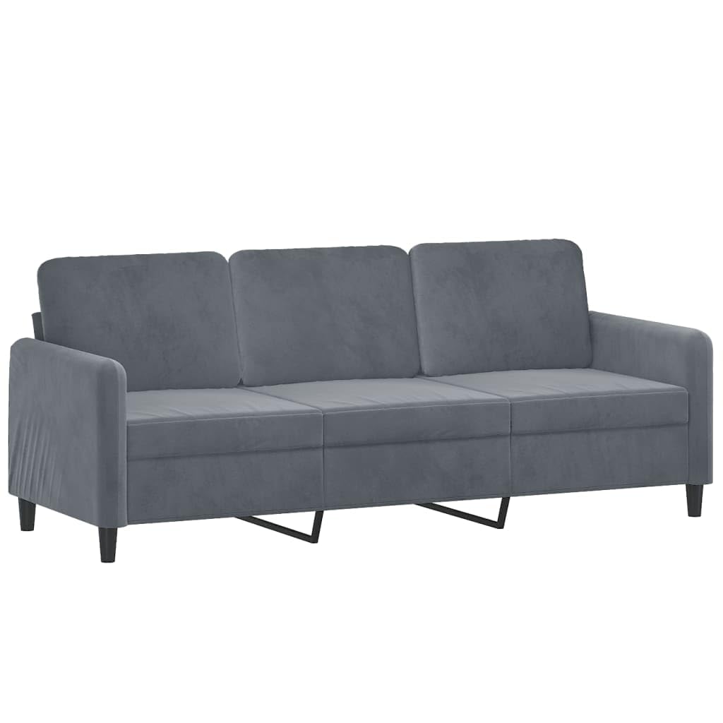 vidaXL Dark Gray Velvet Sofa Set with Sturdy Plywood & Metal Frame, Comfortable Padding - Includes Two and Three-Seater Sofas