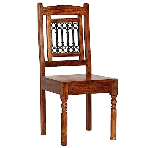 Vidaxl 7 Piece Solid Acacia Wood Dining Table Set With Sheesham Finish Kitchen Table And Chair Desk Home Indoor Dining Room Buffet Furniture Brown