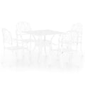 vidaXL 5 Piece Bistro Set - Outdoor Cast Aluminum Patio Furniture with Umbrella Hole - Weather-Resistant, Durable and Comfortable - White
