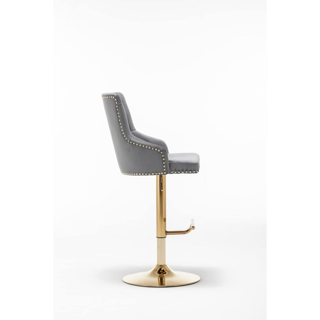 Best Master Furniture Adjustable Swivel Velvet Bar Stools With Gold Base (Set Of 2) B52 Grey (Velvet)