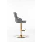 Best Master Furniture Adjustable Swivel Velvet Bar Stools With Gold Base (Set Of 2) B52 Grey (Velvet)