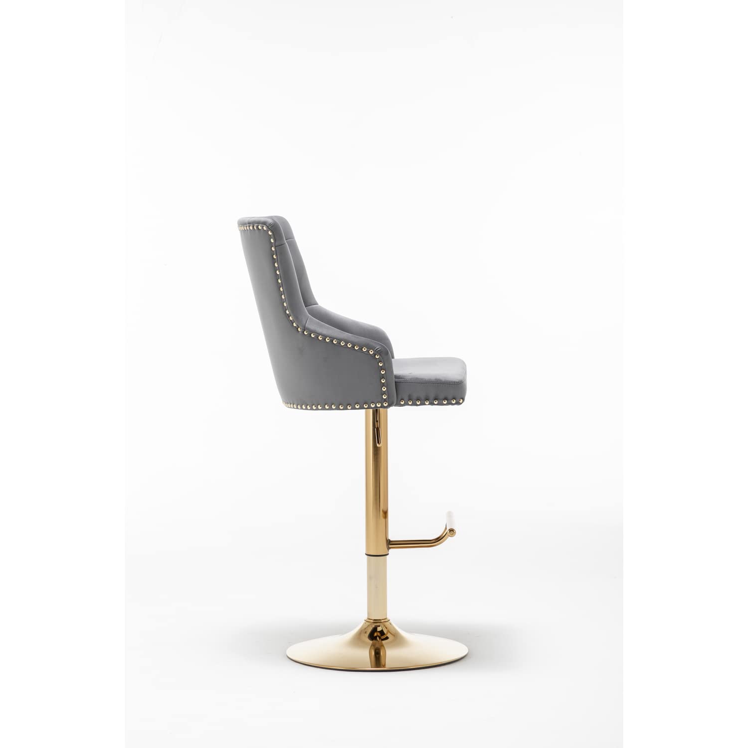 Best Master Furniture Adjustable Swivel Velvet Bar Stools With Gold Base (Set Of 2) B52 Grey (Velvet)