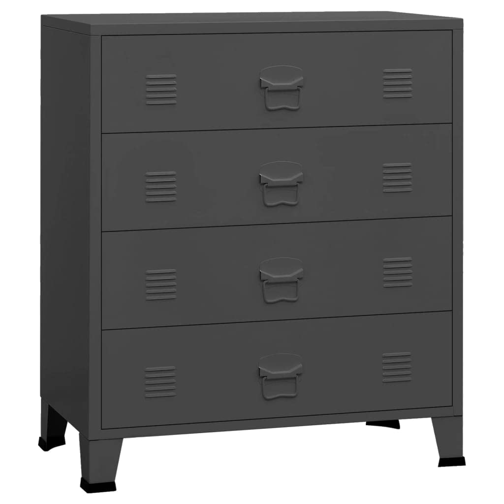 vidaXL Anthracite Drawer Cabinet | Industrial Style 4-Drawer Metal Storage Unit | Home Organization Solution | 30.7&quot;x15.7&quot;x36.6&quot;