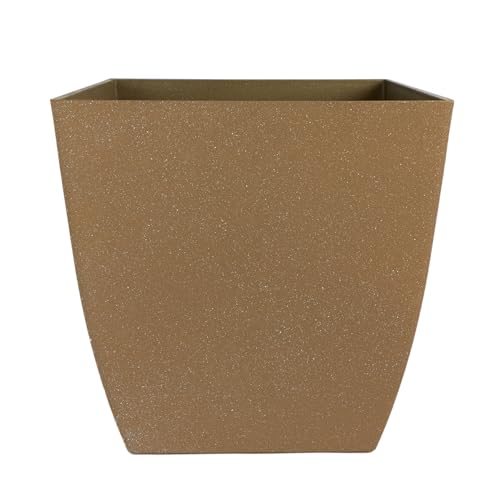 The Hc Companies 12 Inch Santa Fe Square Self Watering Planter - Decorative Lightweight Plant Pot With Drainage Hole For Indoor