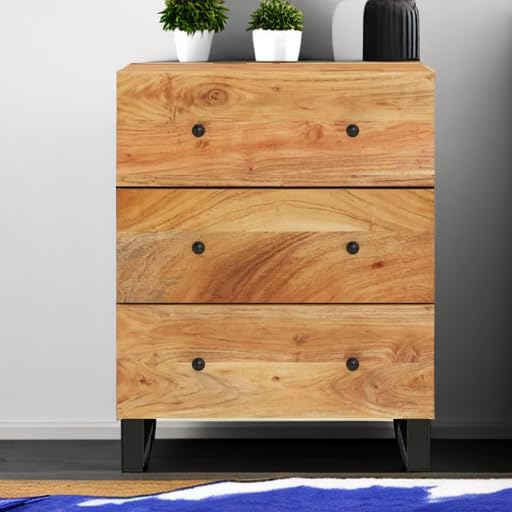 vidaXL Solid Mango Wood Sideboard with Industrial Iron Frame - 23.6&quot;x13&quot;x29.5&quot; - Robust and Stylish Storage Unit for Modern and Rustic Interiors - Brown