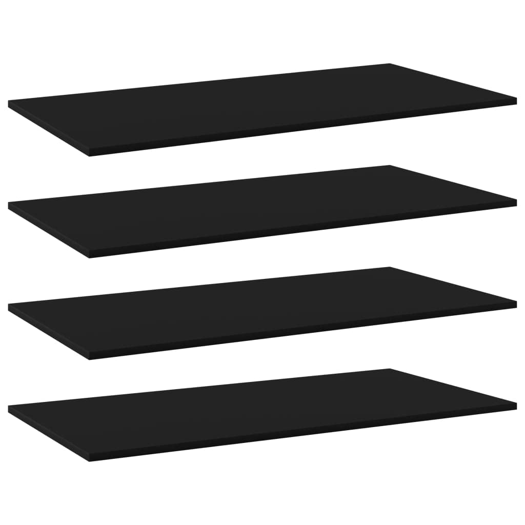 vidaXL Engineered Wood Black Bookshelf Boards, 39.4&quot;x19.7&quot;x0.6&quot;, Pack of 4 - Easy Maintenance, Versatile Storage Solution for Compact Spaces