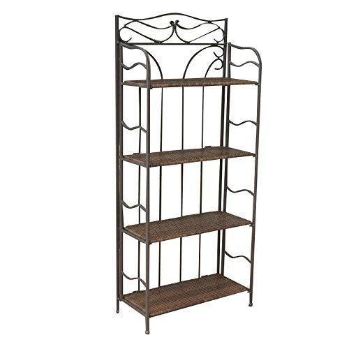 International Caravan Wicker Resin 4-Tier Baker Rack, Antique Brown