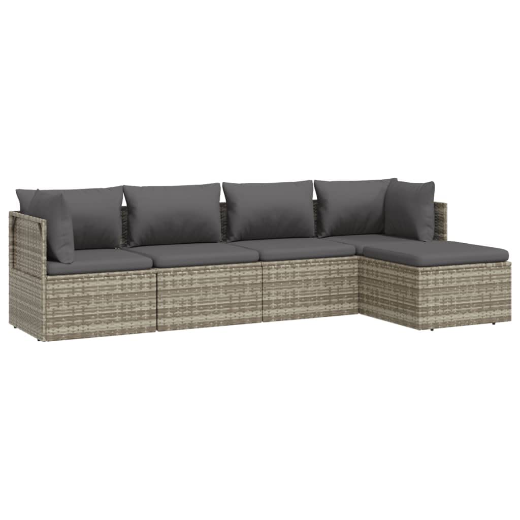 vidaXL 6-Piece Poly Rattan Patio Lounge Set - Comfy Gray Outdoor Seating Solution with Waterproof Cushions, Storage Bags, and Easy Assembly
