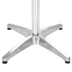 vidaXL Modern Round Patio Table - Silver Outdoor Table with Aluminum Frame and MDF Board with Stainless Steel Cover - 31.5"x27.6" - Ideal for Garden, Balcony or Patio