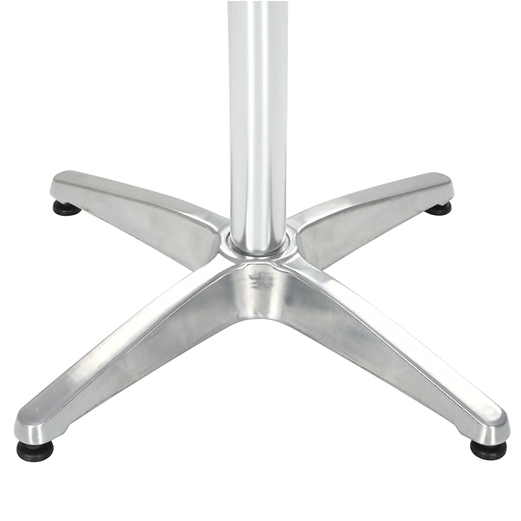 vidaXL Modern Round Patio Table - Silver Outdoor Table with Aluminum Frame and MDF Board with Stainless Steel Cover - 31.5"x27.6" - Ideal for Garden, Balcony or Patio
