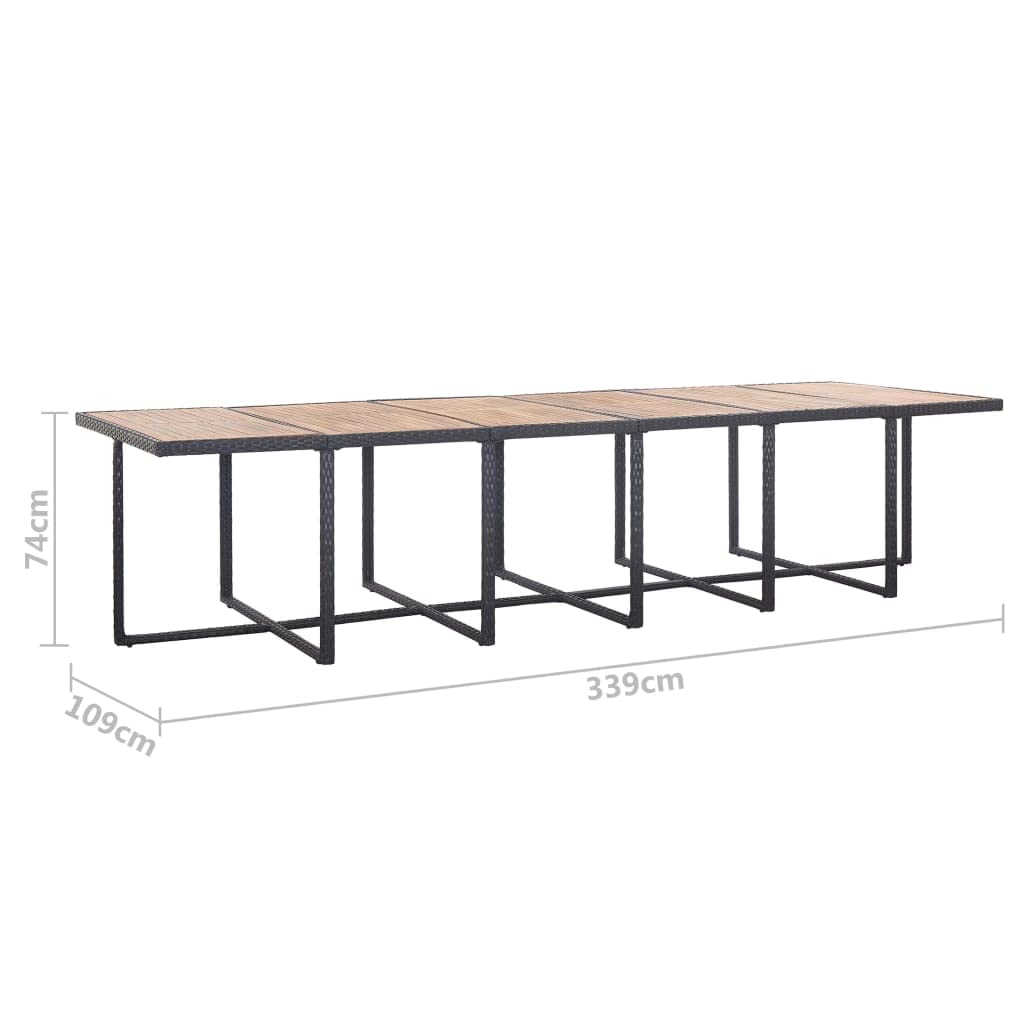 vidaXL Outdoor Dining Set with Cushions 17 Pieces Garden Patio Courtyard Balcony Furniture Table and Chairs Seats with Pads Poly Rattan Black