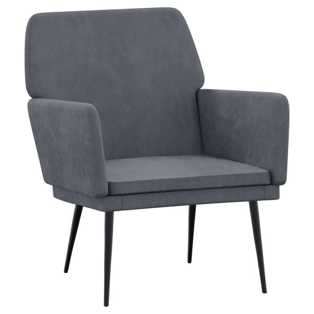 vidaXL Comfortable Armchair in Dark Gray Velvet with Sturdy Metal Frame - Modern Design, Soft Luxurious Feel, Deeply Padded Seat & Armrests for Relaxing Comfort, Ideal for Home or Office Decor