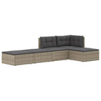 vidaXL 5-Piece Patio Lounge Set with Cushions - Gray Poly Rattan, Weather Resistant, Modular Design, Adjustable Seats, Comfortable Outdoor Furniture