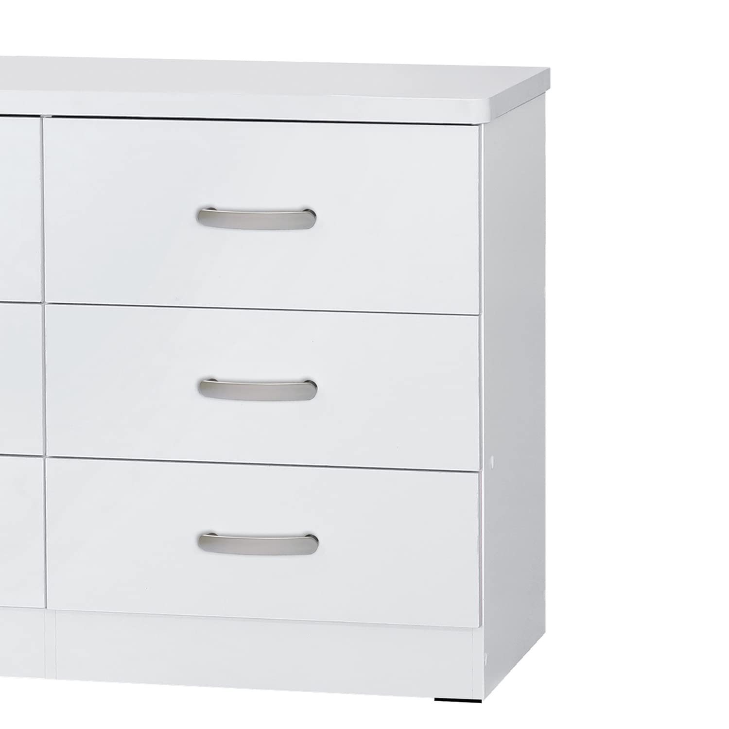 Better Home Products DD and PAM 6 Drawer Engineered Wood Bedroom Dresser in White