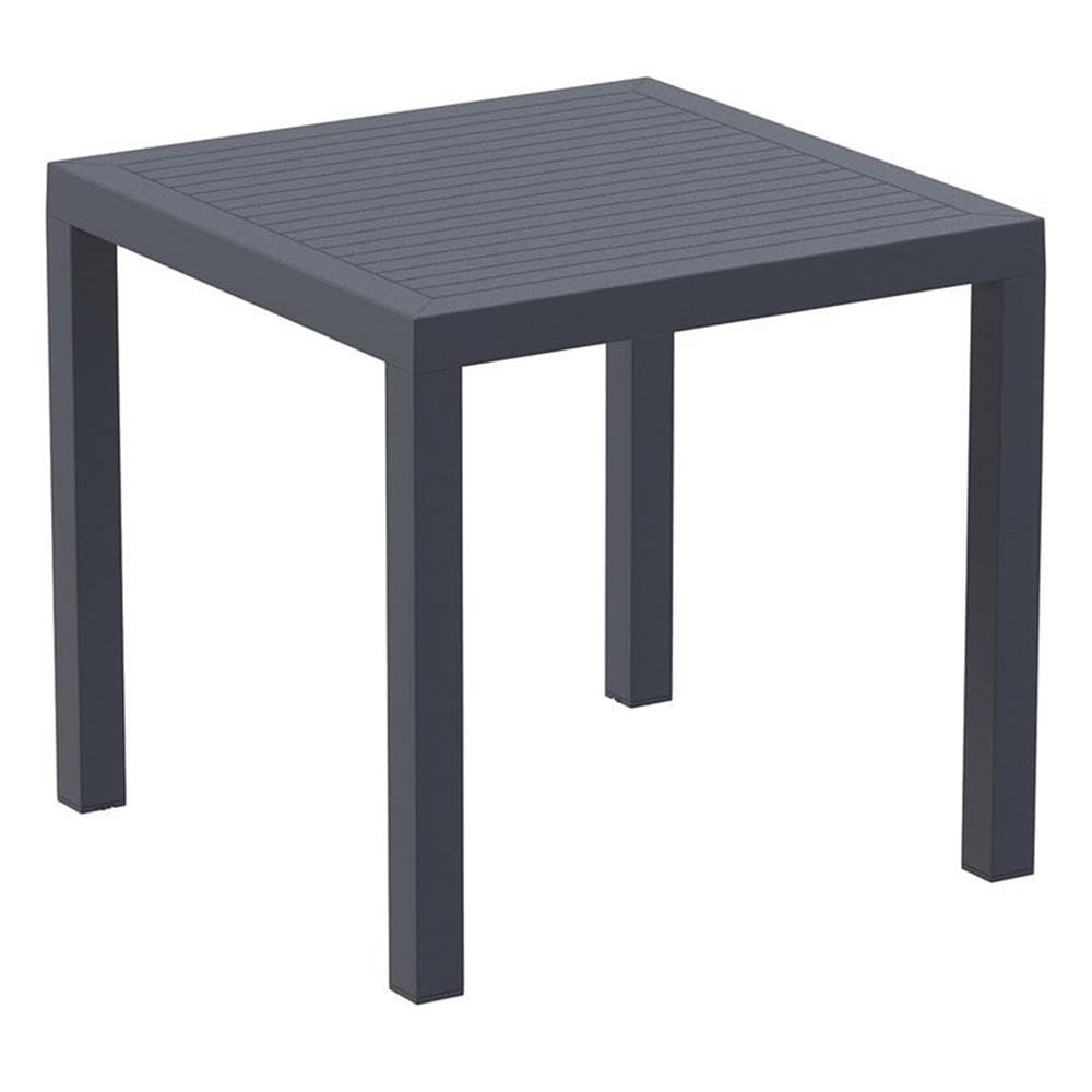 Compamia Ares 31 Square Resin Patio Dining Table in Dark Gray, Commercial Grade