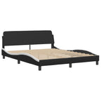 vidaXL Queen Bed Frame with Headboard - Black/White Faux Leather, Modern Design, Sturdy Legs & Plywood Slats, 85.8"x61.8"x29.3"