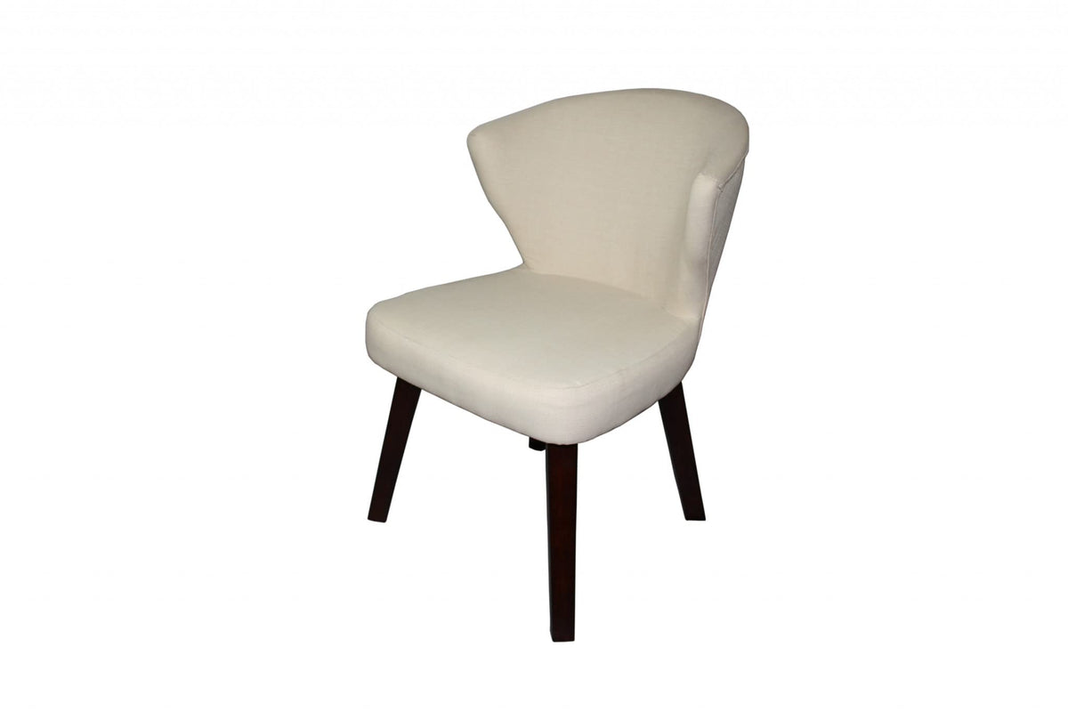 HomeRoots Wood, Polyurethane Foam: 97%, Polyester Fabric: 3% 31' Cream and Black Wooden Curve Back Dining or Accent Chair