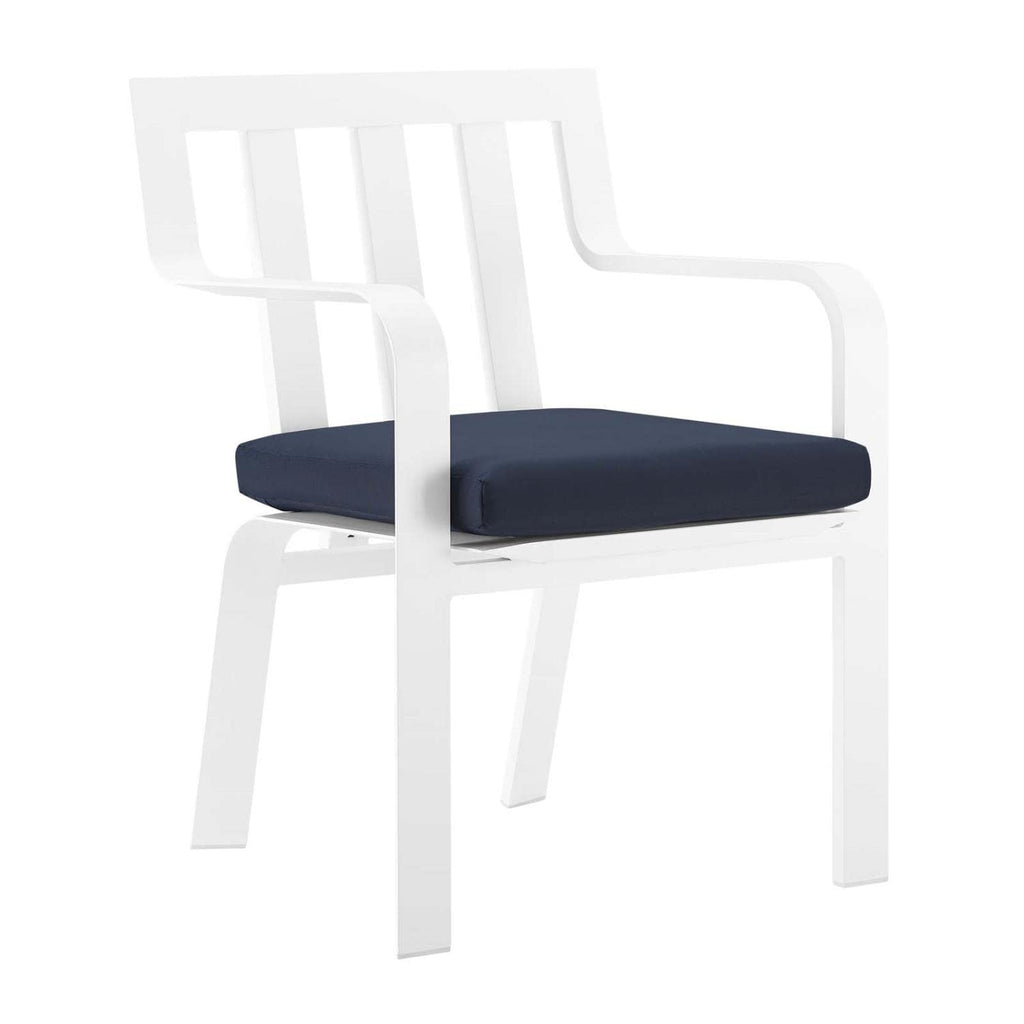 Modway Baxley 32" Modern Fabric Outdoor Patio Armchair In White/Navy (Set Of 2)