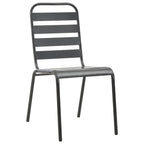 vidaXL Patio Chairs 4 Pcs, Outdoor Poly Rattan Patio Dining Set, Stackable Outdoor Chair for Patio Garden Yard, Slatted Design Steel Dark Gray