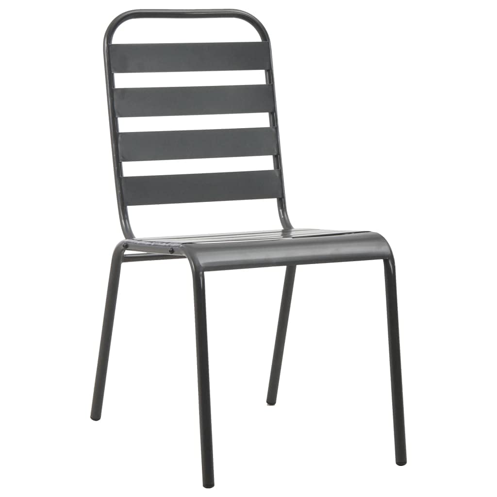 vidaXL Patio Chairs 4 Pcs, Outdoor Poly Rattan Patio Dining Set, Stackable Outdoor Chair for Patio Garden Yard, Slatted Design Steel Dark Gray