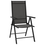 vidaXL Black Folding Patio Chairs - Set of 6 Aluminum Textilene Chairs with 7-Position Reclining - Portable and Foldable Outdoor Seating for Garden, Beach, Camping