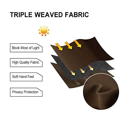 Dwcn Tie Up Curtain-Thermal Insulated Room Darkening Blackout Curtains For Livingroom Bedroom And Dining Room, Brown, W42 X L63