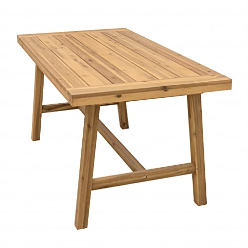 HomeRoots Honey Eucalyptus Natural Wood Dining Table with Leg Support