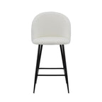 Neos Modern Furniture Whtie Teddy Fabric 26''H Stool with Metal Leg, Set of 2